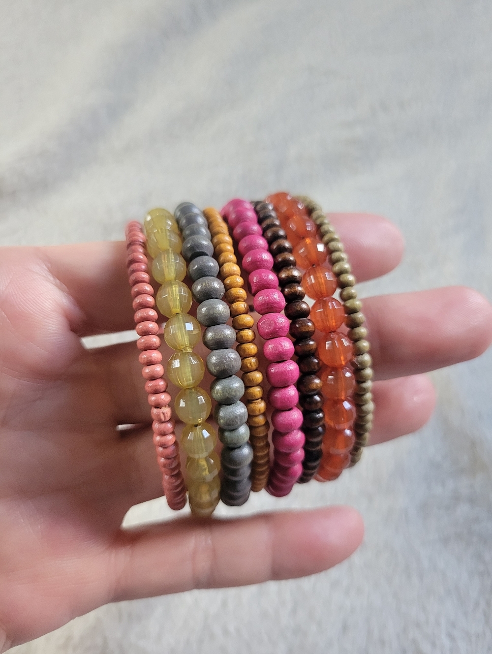 Colorful Boho Multi-Strand Beaded Wire Wrap Bracelet - Picture 4 of 9